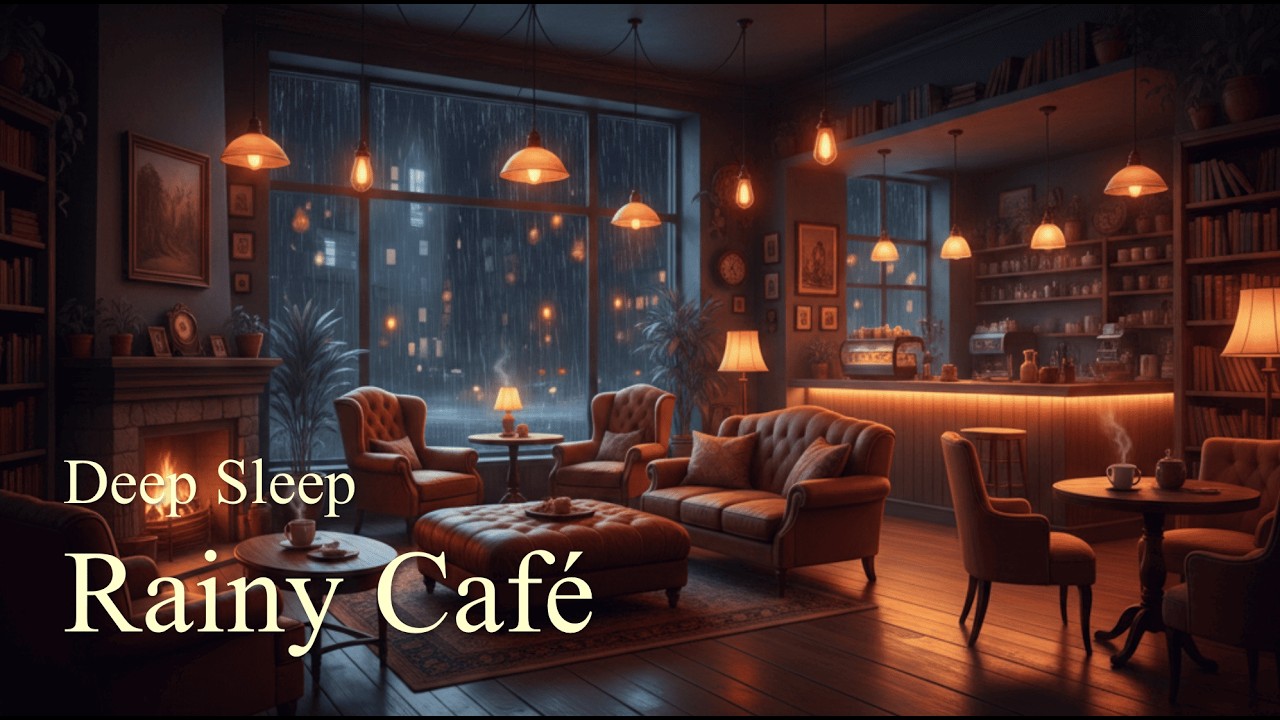 Calm Rain Sounds & Warm Café Sleep Music (3 Hours)