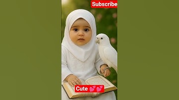 ✨ White Innocence | Cute Muslim Baby Girl with Parrot & Qur’an 🌿🕊️🤍#innocentbaby#Muslimbaby
