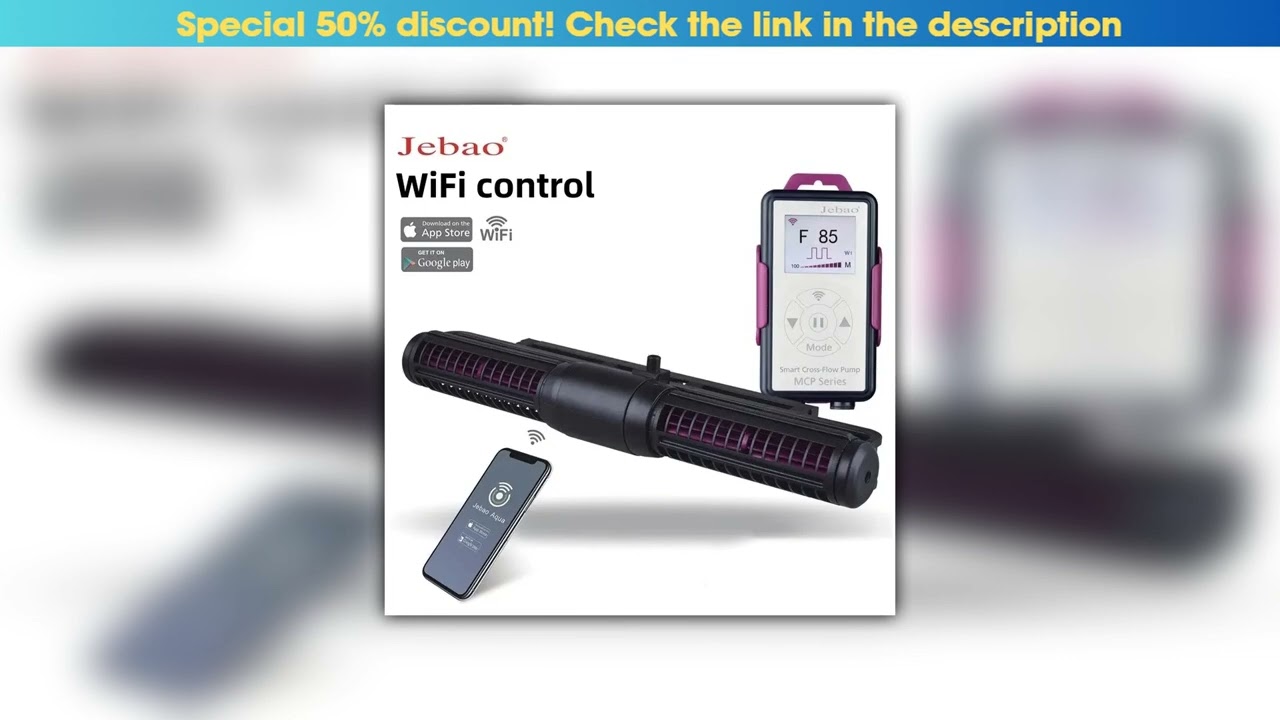 Must Buy Jebao MCP Series Aquarium Fish Tank WiFi Smart Cross-Flow Circulating Pump Wavemaker with•