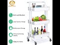 Ks 450 3 layers multi purpose kitchen storage movable trolley rack with handle