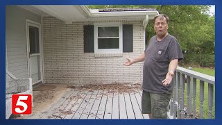 Flash flooding leaves one man cleaning up whats left undamaged in his house