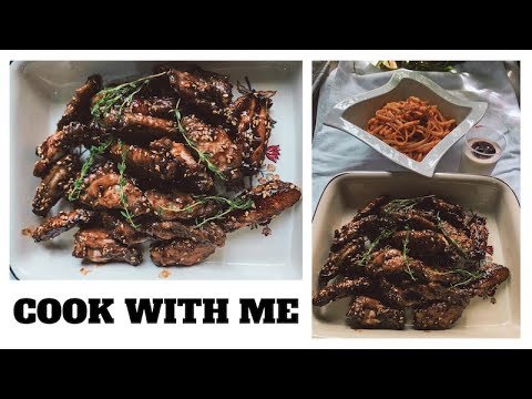 Balsamic and Sesame Chicken Wings with Seafood Fra Diavolo | Cook With Me