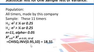 1 sample test of Variance Example
