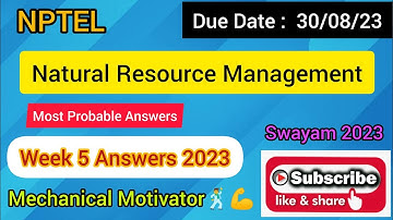 Natural Resource Management | Week 5 Quiz | Assignment 5 Solution | NPTEL | SWAYAM 2023