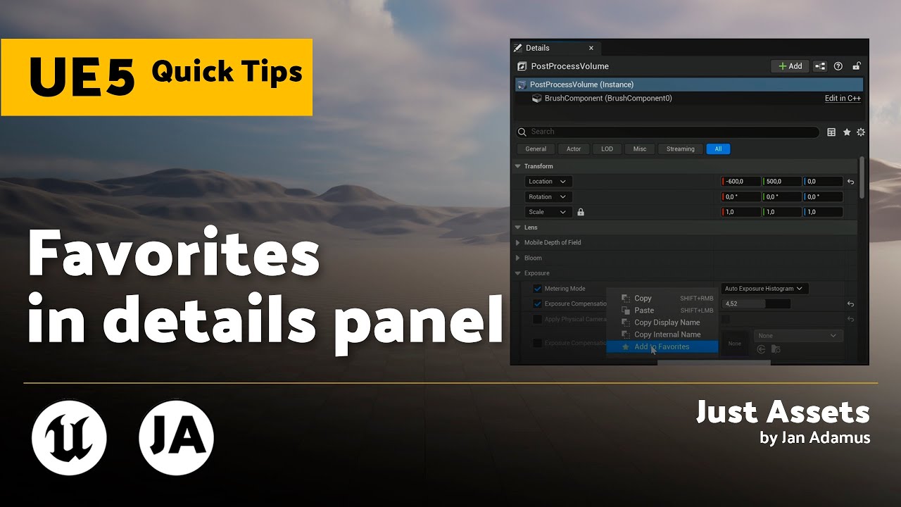 Unreal Engine 5 QuickTip | Favorites in the Details panel - YouTube