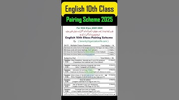 10th Class English Pairing Scheme 2025 | English 10th Pairing Scheme 2025 #10thclass