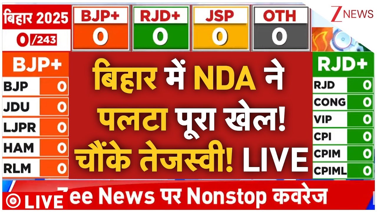 Bihar Vote Counting News LIVE : बिहार में NDA ने पलटा पूरा खेल! चौंके तेजस्वी! LIVE | NDA | Nitish