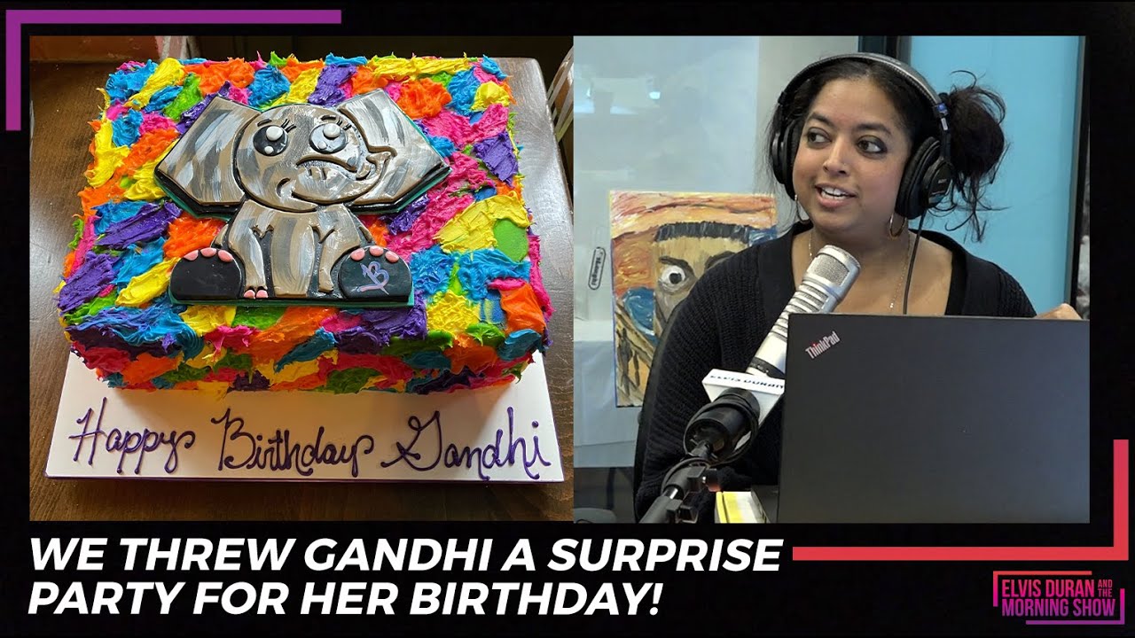 We Threw Gandhi A Surprise Party For Her Birthday! | Elvis Duran Exclusive  - YouTube