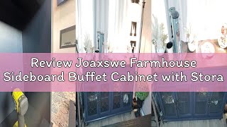 Review Joaxswe Farmhouse Sideboard Buffet Cabinet with Storage,48" Large Credenza with 3 Glass Doors