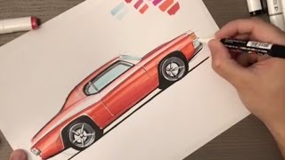 How to Sketch a Muscle Car with Markers