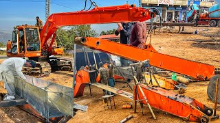The Amazing Process of Extending an Excavator Boom Eighteen Feet Long