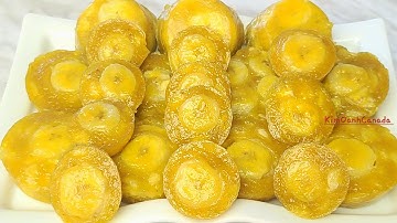 Nhà có sẵn chuối làm món bánh chuối hấp bột báng nước cốt dừa|Bánh mềm không bị cứng khi để tủ lạnh