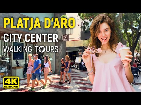 4K Platja d'Aro (Catalonia, Spain) City Center Walking Tour • August 2022