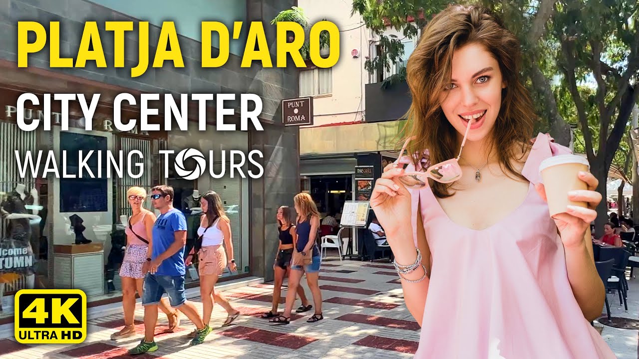 4K Platja d'Aro (Catalonia, Spain) City Center Walking Tour • August 2022