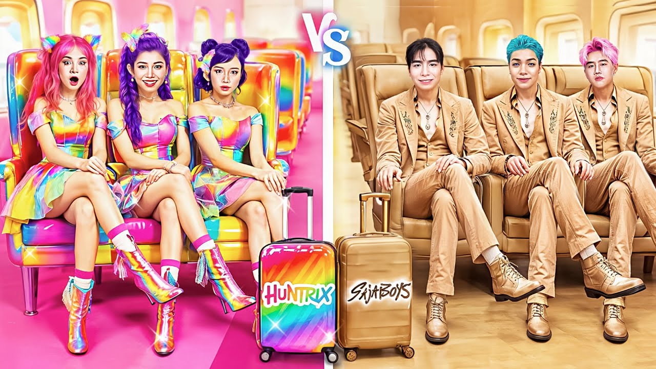 Uçakta Gökkuşağı Makeover! Huntrix vs Saja Boys ✈️ KPop Demon Hunters