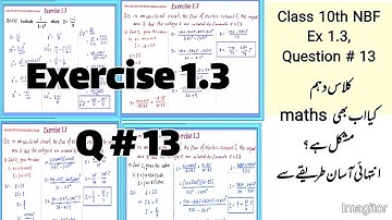 Exercise 1.3 class 10 maths new NBF book in Urdu and Hindi fbise Q # 13