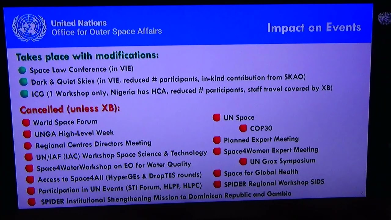 Aarti Holla-Maini briefing on UNOOSA Budget cuts, COPUOS Legal Subcommittee 64th session, 5 May 2025