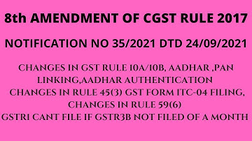 NEW RULE INSERTED IN CGST RULE| 35/2021 DTD 24/09/2021| AADHAAR AUTHENTICATION MANDATORY IN GST