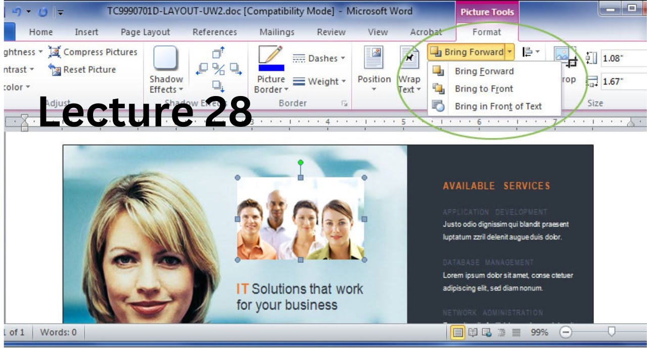 Bring Forward and Send Backward (Object) in Microsoft Word 2010 in Hindi/Urdu |Tutorial 28 |