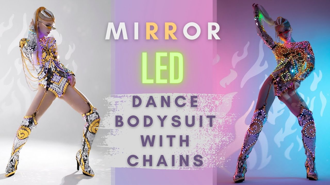 LED Mirror Bodysuit with Chains by ETERESHOP