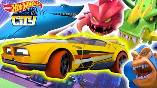 Nevard Unleashes Giant Creatures on Hot Wheels City! 😱 + More Cartoons for Kids | Hot Wheels