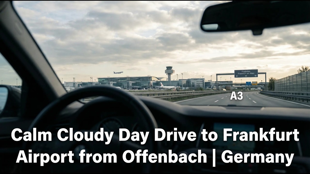 Drive from Offenbach to Frankfurt Airport, Germany | Cloudy Day ☁️🚗