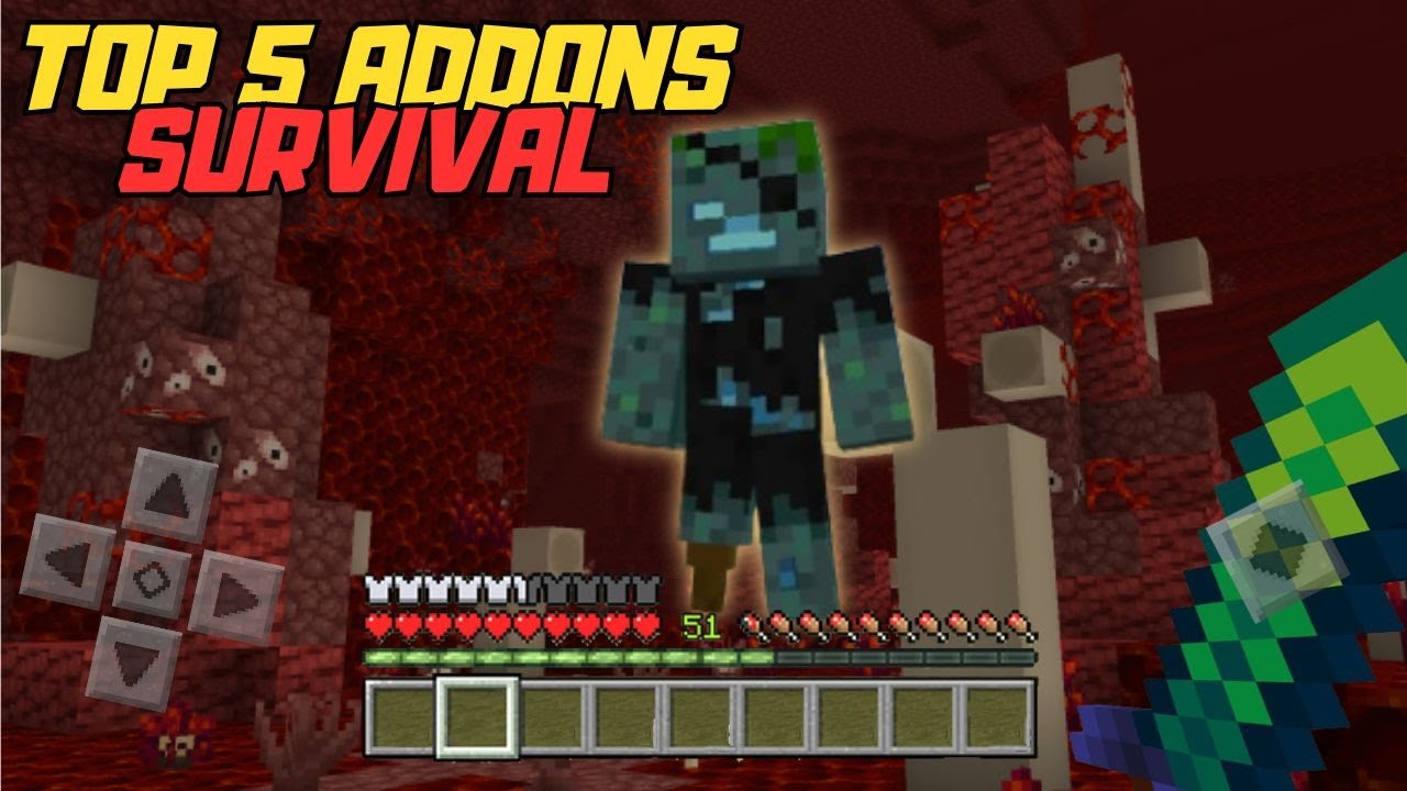 TOP 5 ADDONS PARA O SURVIVAL⚔️ DE MINECRAFT BEDROCK!!! - 1.20.51 - YouTube
