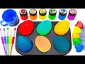 Satisfying Video | How to Make Big Rainbow Glitter Eggs by Mixing Magic Beads Painting Cutting ASMR