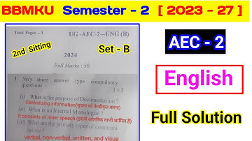 Semester 2 AEC 2 English Answer key l BBMKU AEC english question paper Aaj ka paper 2nd Sitting