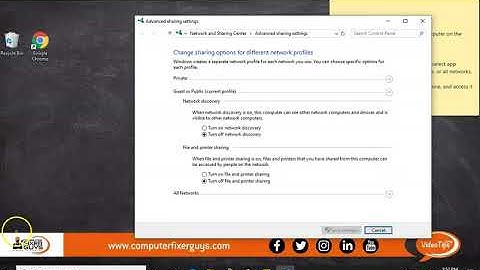 How to turn on Manage Advanced Sharing Settings