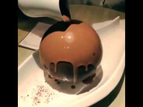 Melting Chocolate Dessert With Ice Cream Inside Restaurant Melting Chocolate Dessert With Ice Cream Inside Restaurant