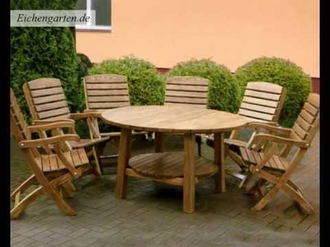 Runde Holz Gartenmöbel Set - YouTube