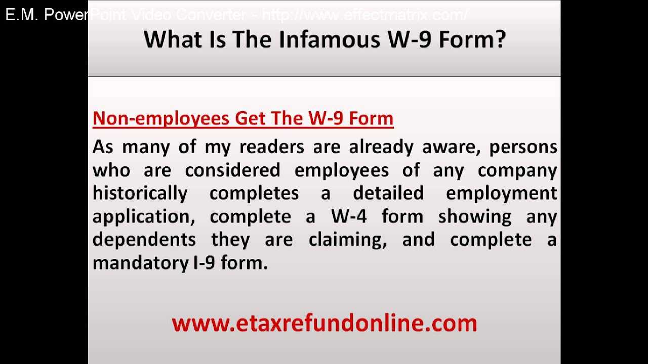 what is the infamous w 9 form youtube 2016 w 9 form