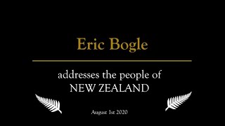 Eric Bogle addresses the people of NZ