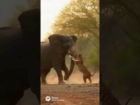 हाथी 🦣 और टाइगर 🐯 में बंपर लड़ाई हो गया 😆 #youtubeshorts #video #shorts 😱 #ekmotahathighumechala 😭