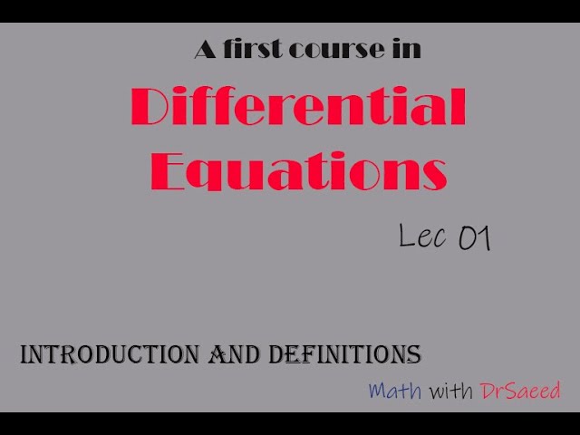 26.1 Introduction to Differential Equations