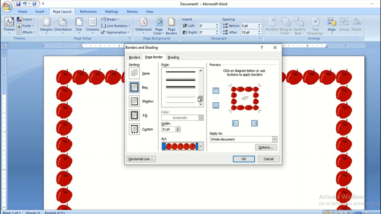 how to create custom page border in word 2007