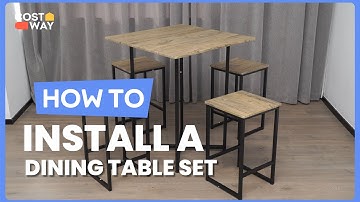 How to Install the 5 Piece Square Space-saving Dining Table Set with Stools | JV10526 #costway #how