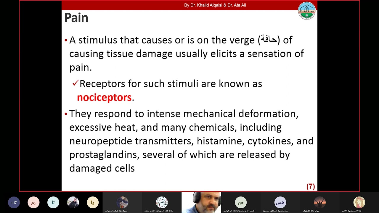 Sensory physiology PI: Specific SensorySystems 1. Somatic sensation فسيولوجيا