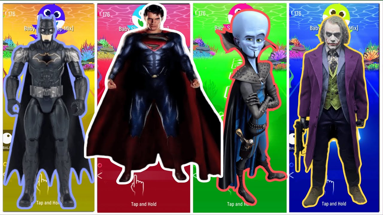 Betmen🦇🆚 Supermen🦸  🆚 Megamid 🧠🆚 Joker🤡 🎶Cover Battle -Tiles Hop edm rush