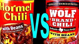 Hormel vs Wolf Brand Chili With Beans, What is the Best Canned Chili? FoodFights Review & Taste Test