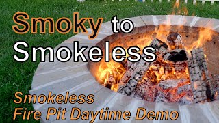 Smoky to Smokeless! - Daytime Fire Pit Demo - DIY Smokeless Fire Pit