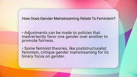 How Does Gender Mainstreaming Relate To Feminism? - Gender Equality Network