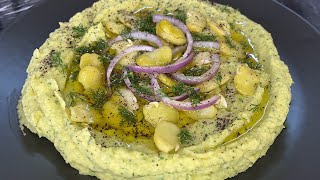 Green Fava recipe with fresh broad beans - Olive oil Fava appetizer recipe - Vegan aegean foods