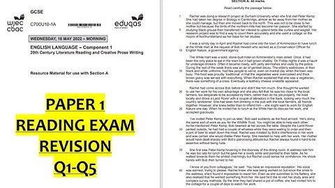 EDUQAS Paper 1 Lezen Q1-Q5 walkthrough 2024 - GCSE Engels