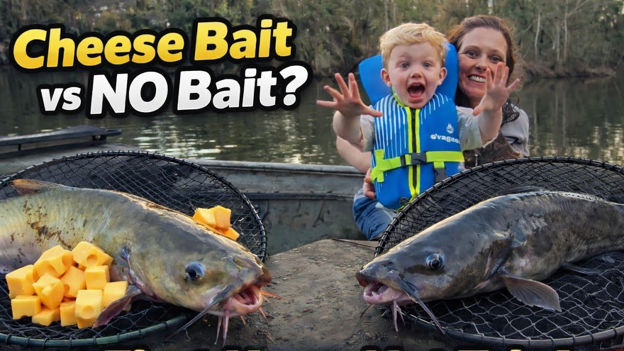  FIRST Hoop Net Catfish Trip… Cheese Bait vs NO Bait! | Catch Clean Cook