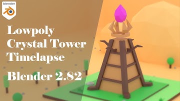 Lowpoly Crystal Tower time-lapse | Blender 2.82 | Game asset