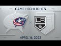 NHL Highlights | Kings vs. Blue Jackets - Apr. 16, 2022