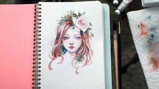 watercolor drawing portrait margaret morales flower drawings timelapse watercolors paintingvalley getdrawings newcastlebeach