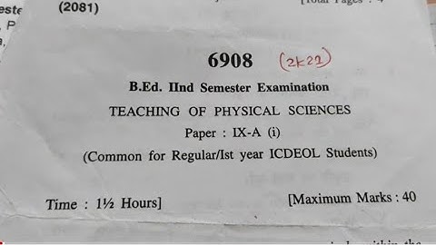 HPU BEd 2nd Semester || Previous Year Question Papers || Teaching Of Physical Sciences || 2021,20,19